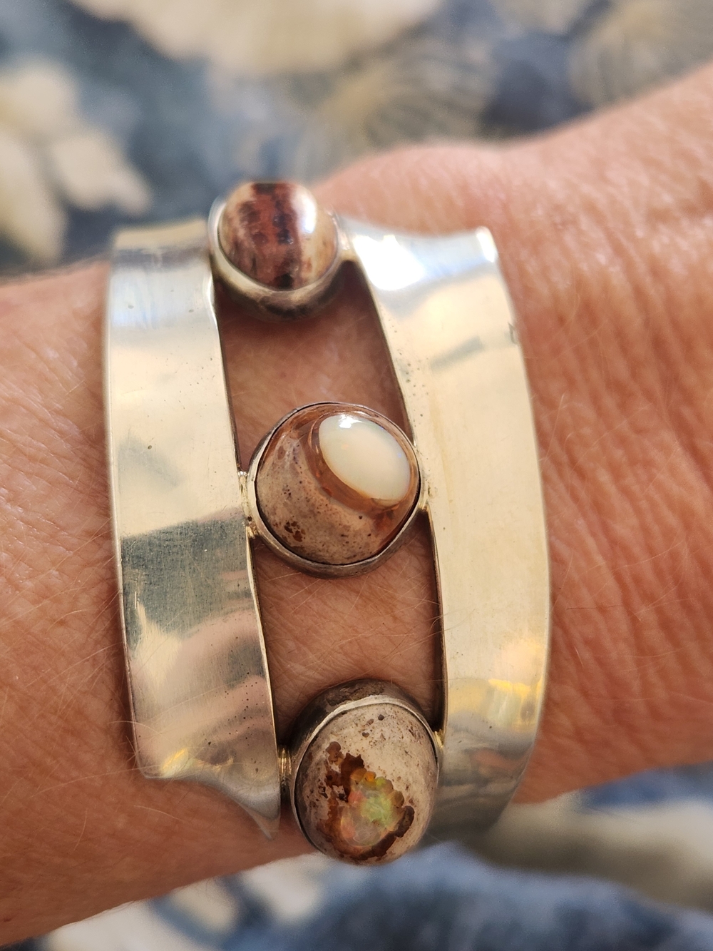 Taxco 925 Sterling Silver Opal Stone  Bracelet